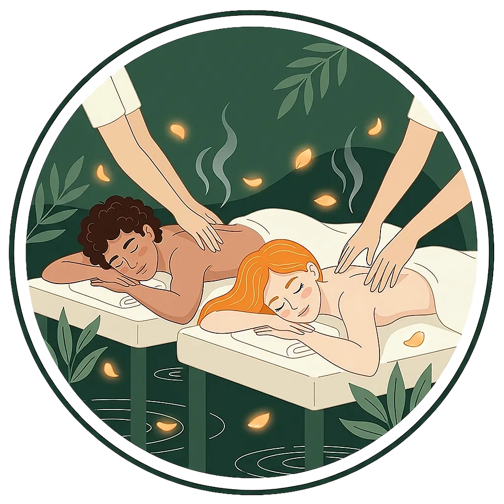 Couples massage therapy session for partners